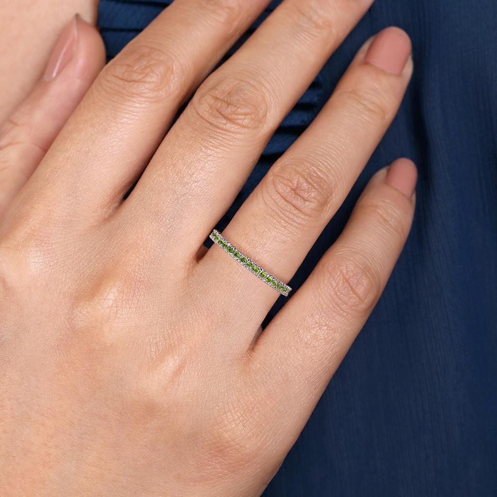 Peridoto Apilable 2mm Oro 14K Agosto 3/4 Alrededor Pila de Boda LR50889 en venta 3