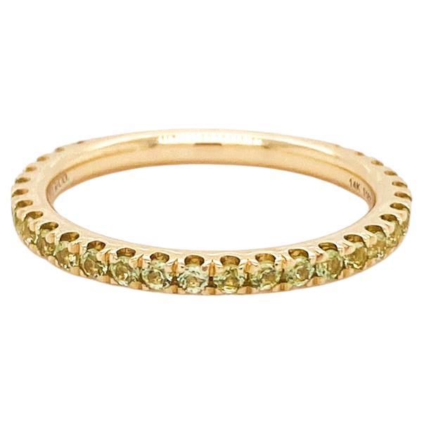 Peridot Stackable 2mm Band 14K Gold August 3/4 Around Wedding Stack LR50889