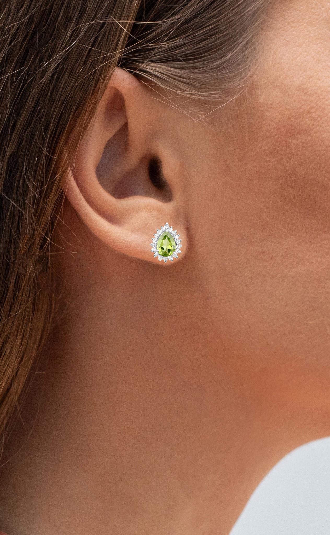 Peridot Ohrstecker Topas 2,03 Karat 18K Weißgold Vergoldet Silber (Zeitgenössisch) im Angebot