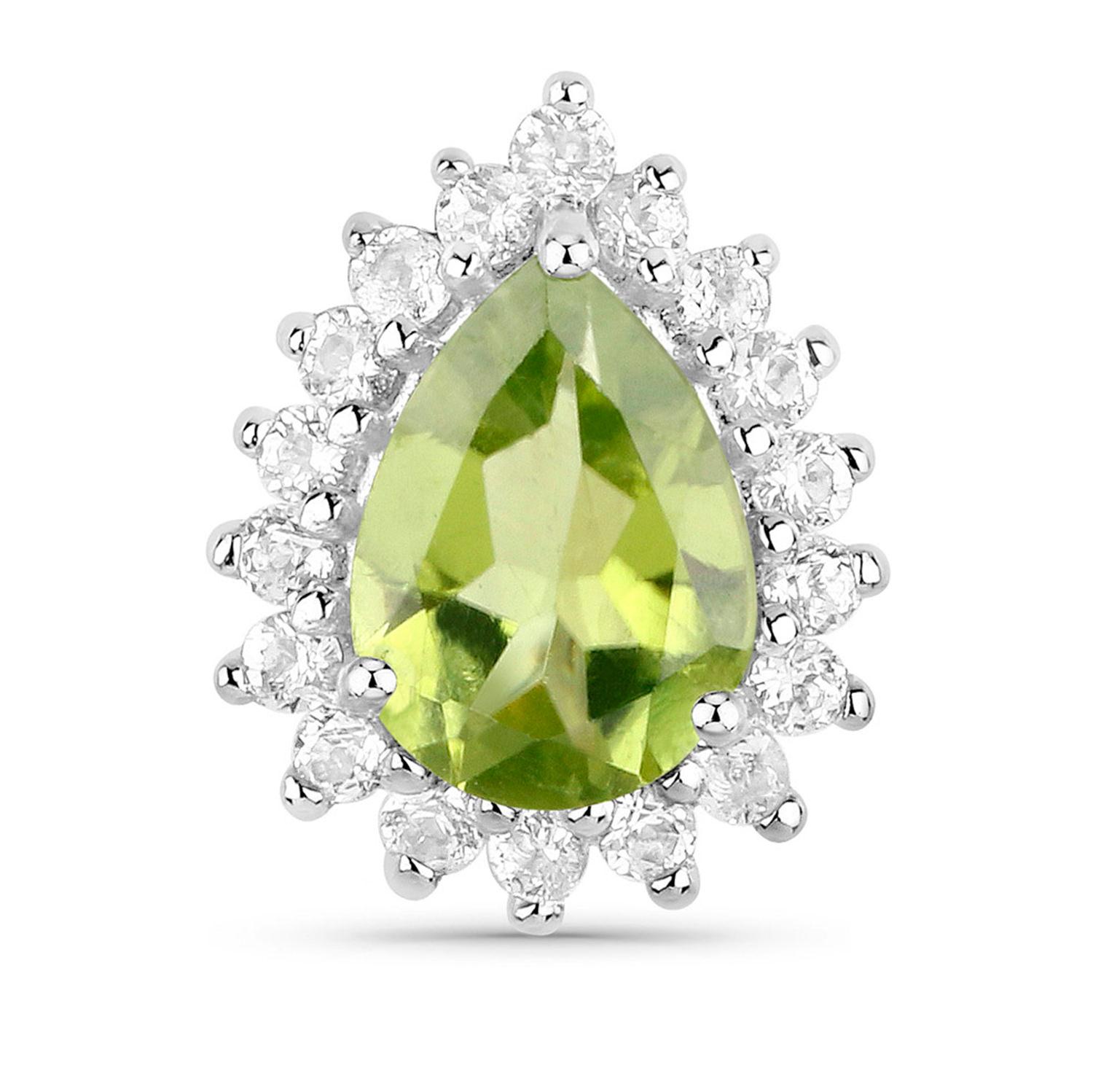Peridot Ohrstecker Topas 2,03 Karat 18K Weißgold Vergoldet Silber (Tropfenschliff) im Angebot