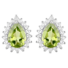 Peridot Ohrstecker Topas 2,03 Karat 18K Weißgold Vergoldet Silber