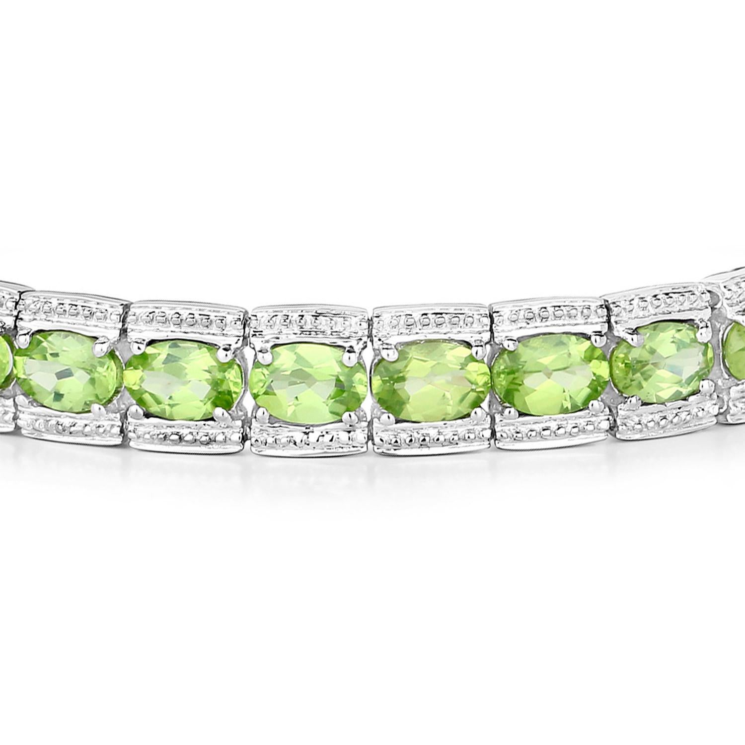 Pulsera de peridoto 12.4 quilates Plata de Ley Contemporáneo en venta