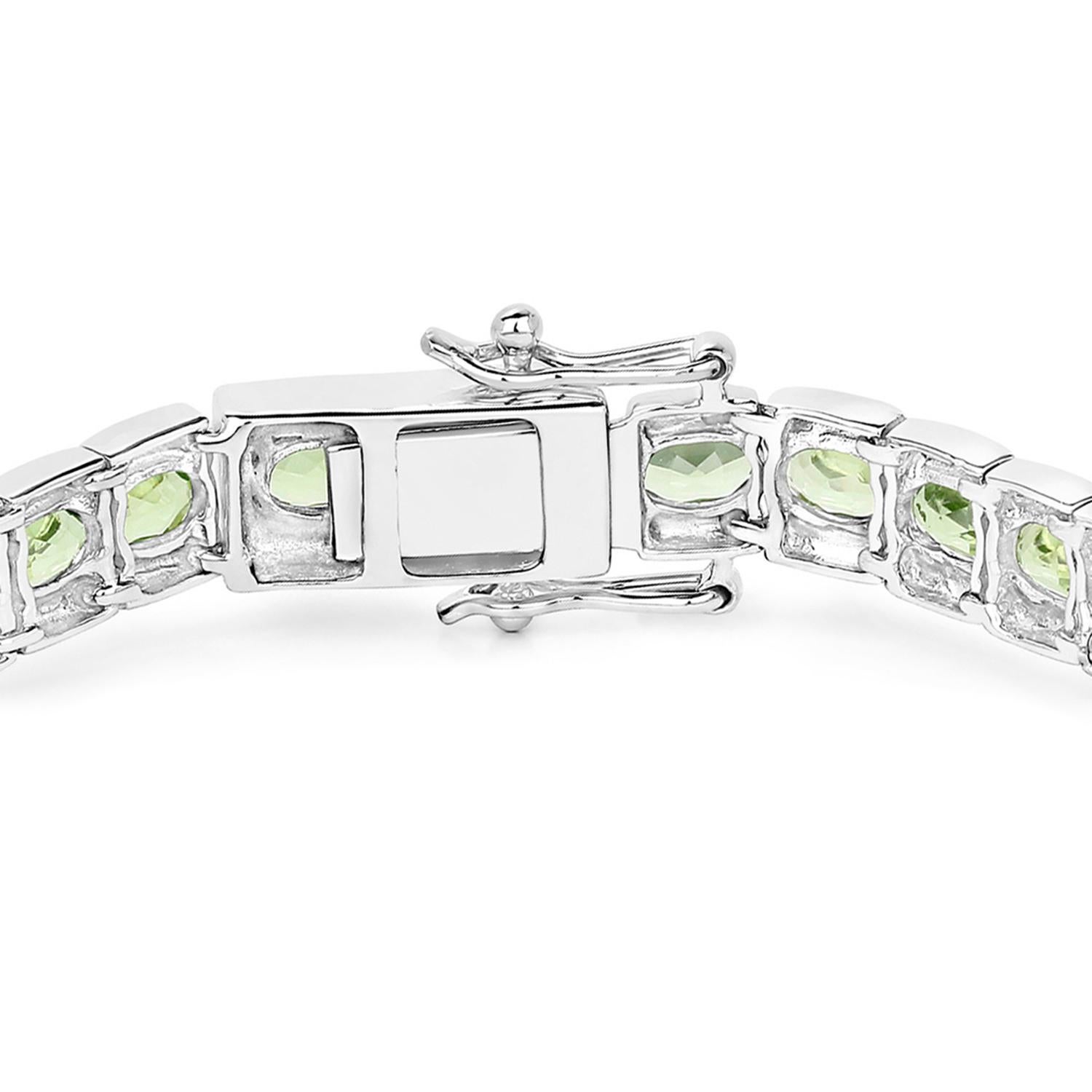 Pulsera de peridoto 12.4 quilates Plata de Ley Corte oval en venta