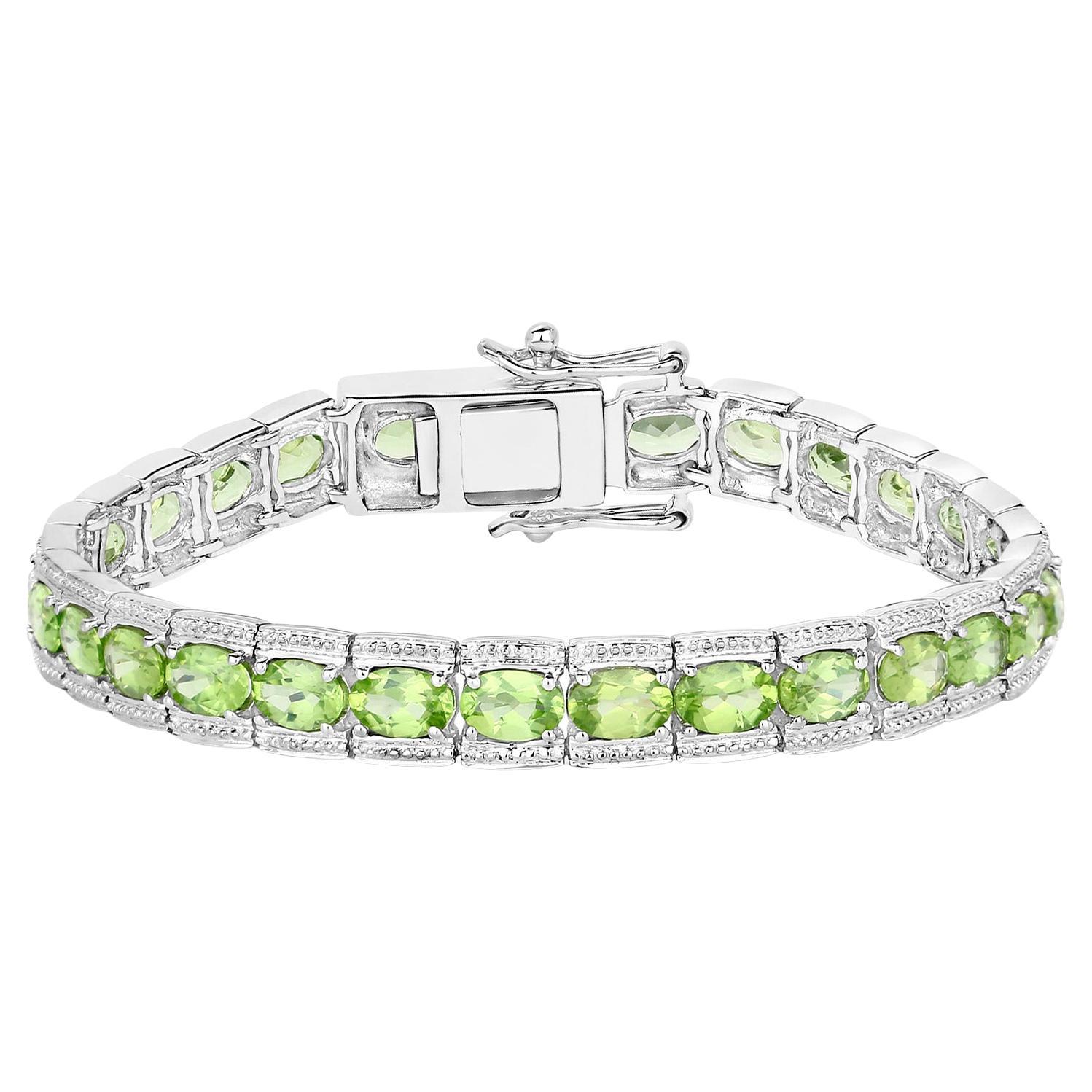 Pulsera de peridoto 12.4 quilates Plata de Ley en venta