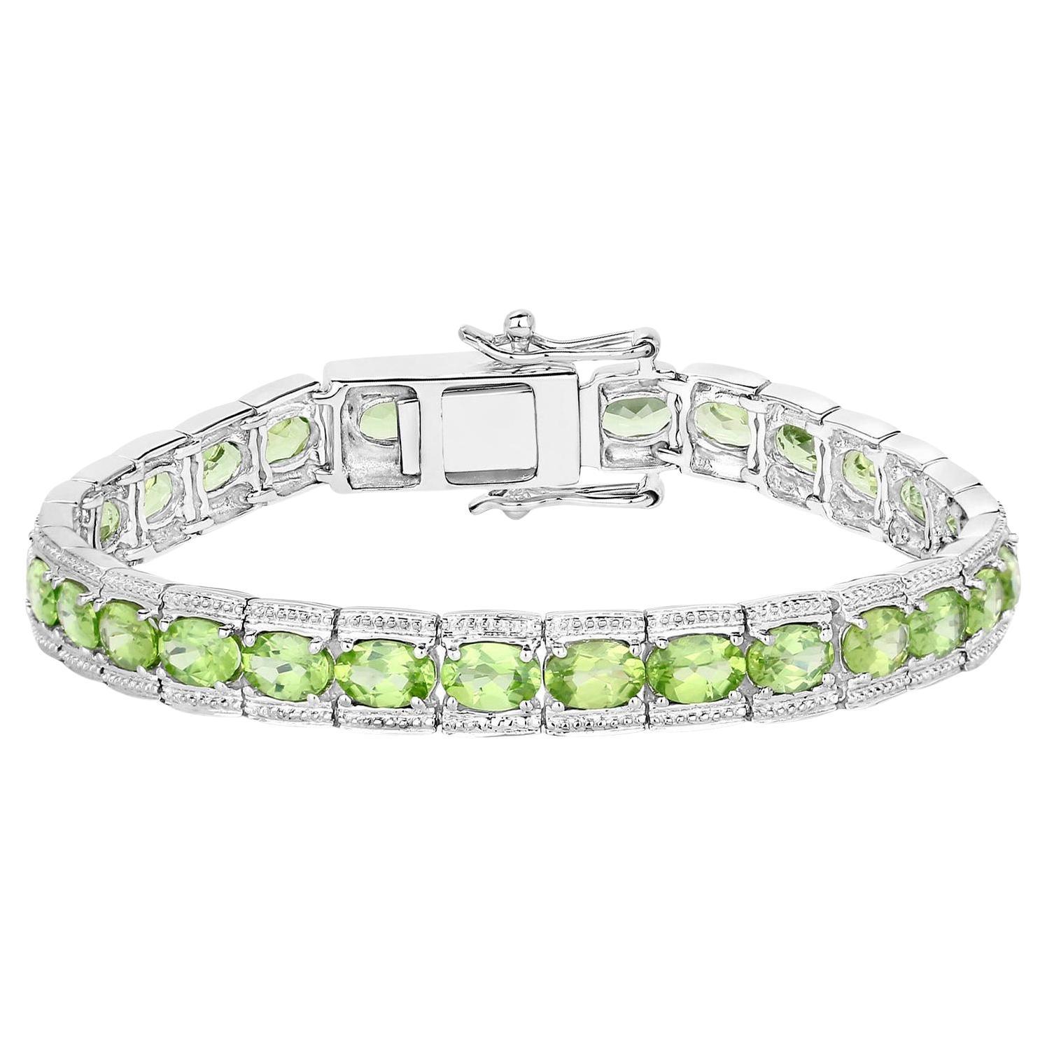 Peridot-Tennisarmband 12.4 Karat Sterlingsilber