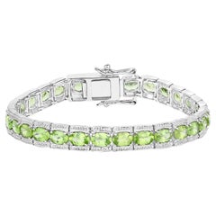 Bracelet tennis en argent sterling avec péridot 12.4 carats