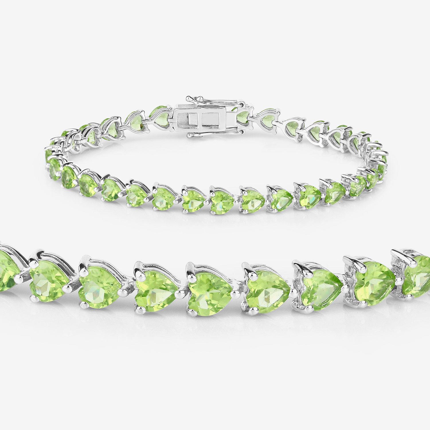 Contemporain Bracelet tennis en argent sterling avec péridot 13.6 carats en vente