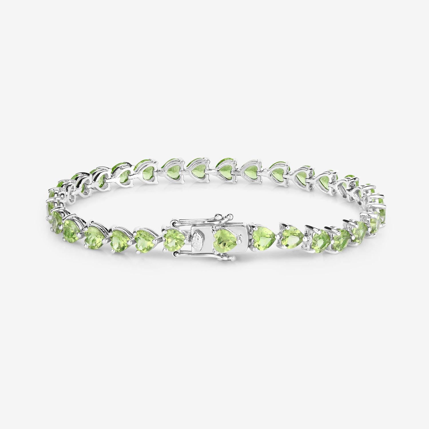 Bracelet tennis en argent sterling avec péridot 13.6 carats Excellent état - En vente à Aliso Viejo, CA