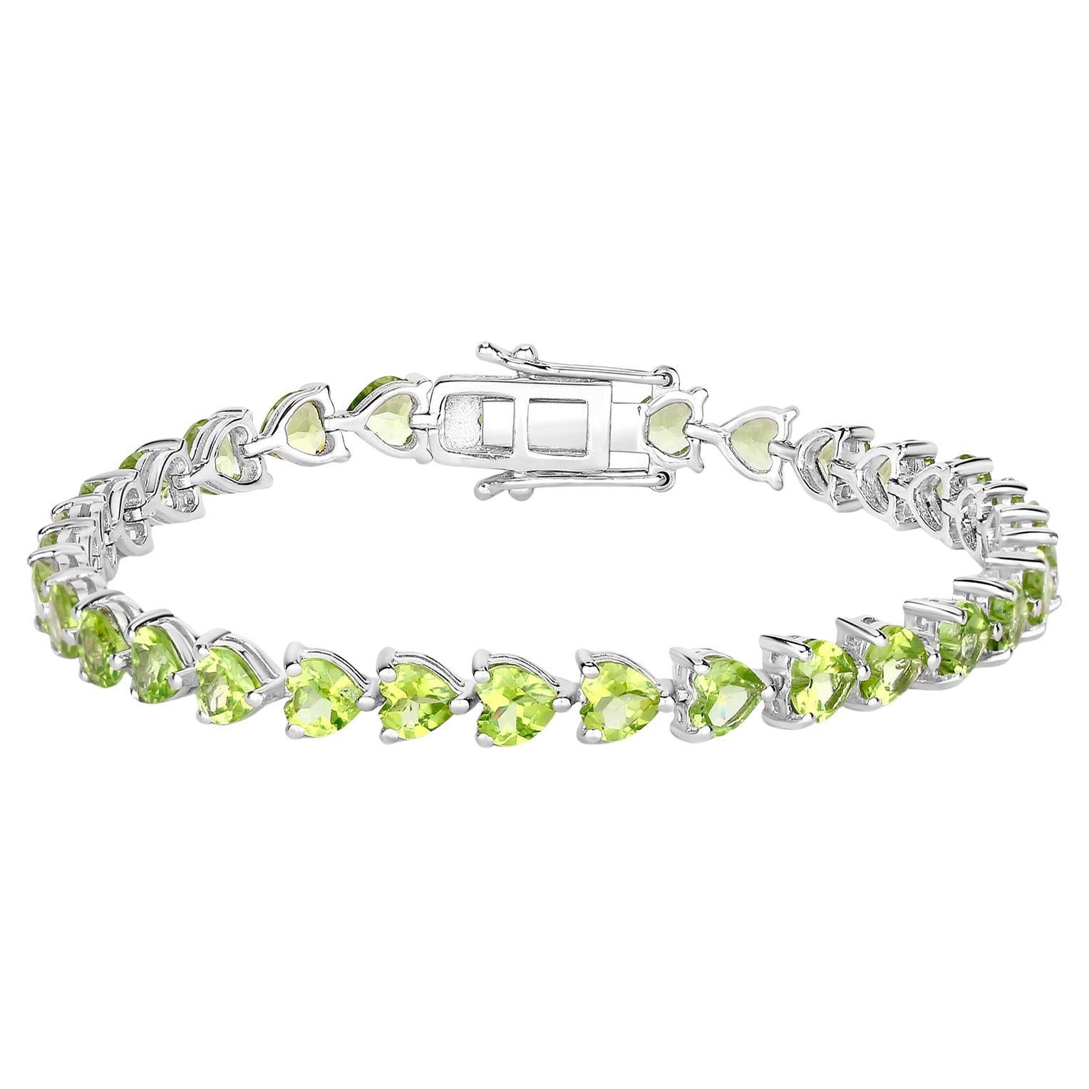 Bracelet tennis en argent sterling avec péridot 13.6 carats en vente