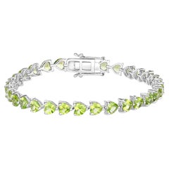 Peridot Tennis Bracelet 13.6 Carats Sterling Silver