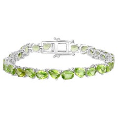 Bracelet tennis en argent sterling avec péridot 21.30 carats