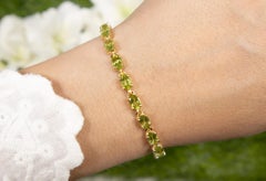Peridot Tennisarmband 8,6 Karat Ovalschliff 14K Gelbgold Vergoldet Silber