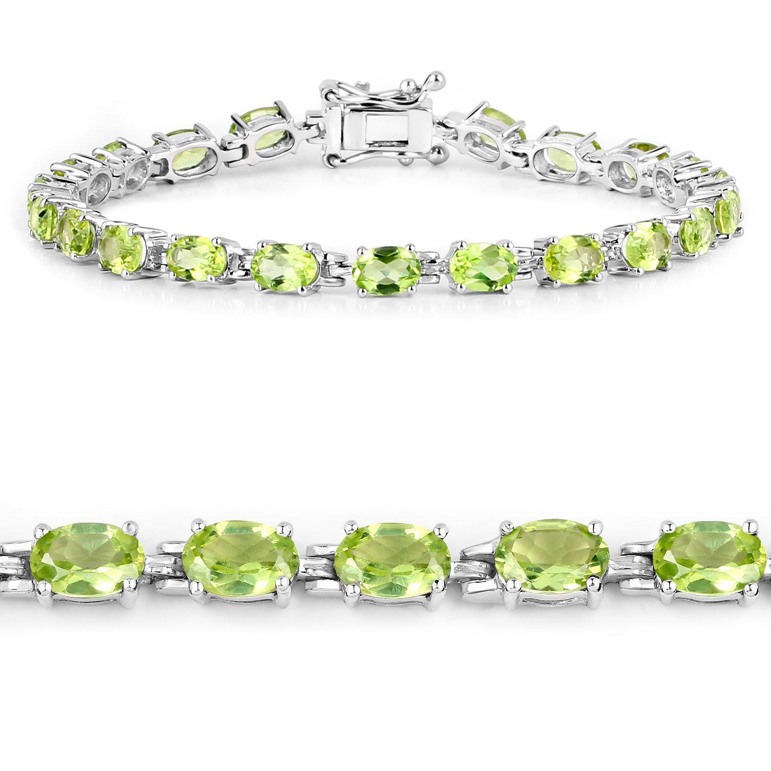 Peridot-Tennisarmband 8.6 Karat Sterlingsilber (Zeitgenössisch) im Angebot