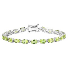 Bracelet tennis en argent sterling avec péridot 8.6 carats