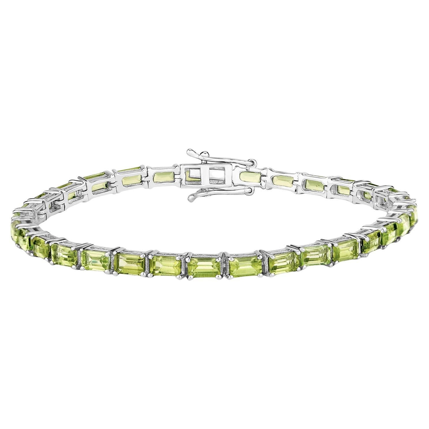 Peridot-Tennisarmband 8.67 Karat Sterlingsilber