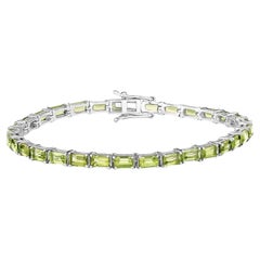 Peridot Tennis Bracelet 8.67 Carats Sterling Silver