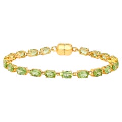 Peridot-Tennisarmband 9,03 Karat 18K Gelbgold vergoldetes Sterlingsilber