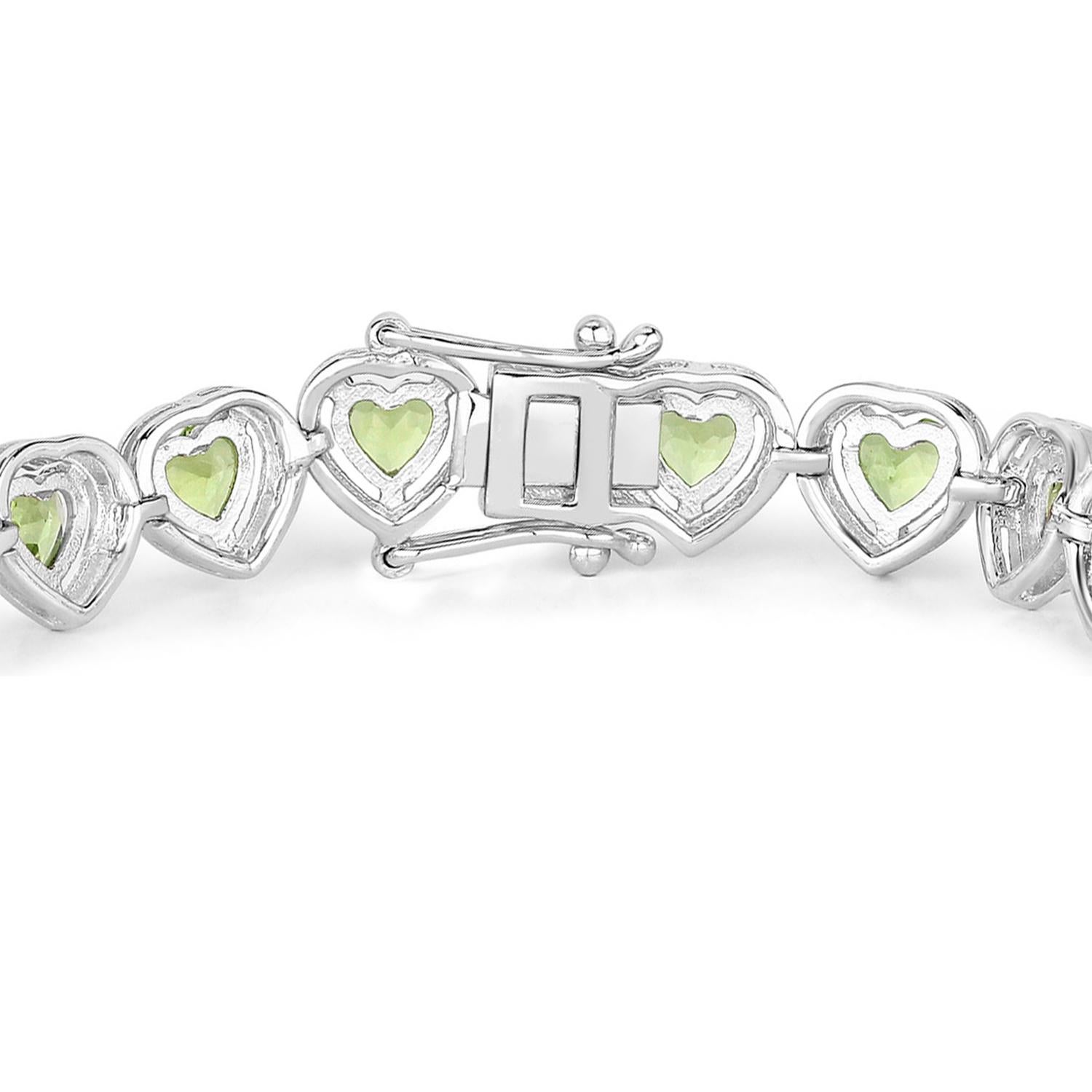 Pulsera de peridoto 9.2 quilates Plata de Ley Corte de corazón en venta