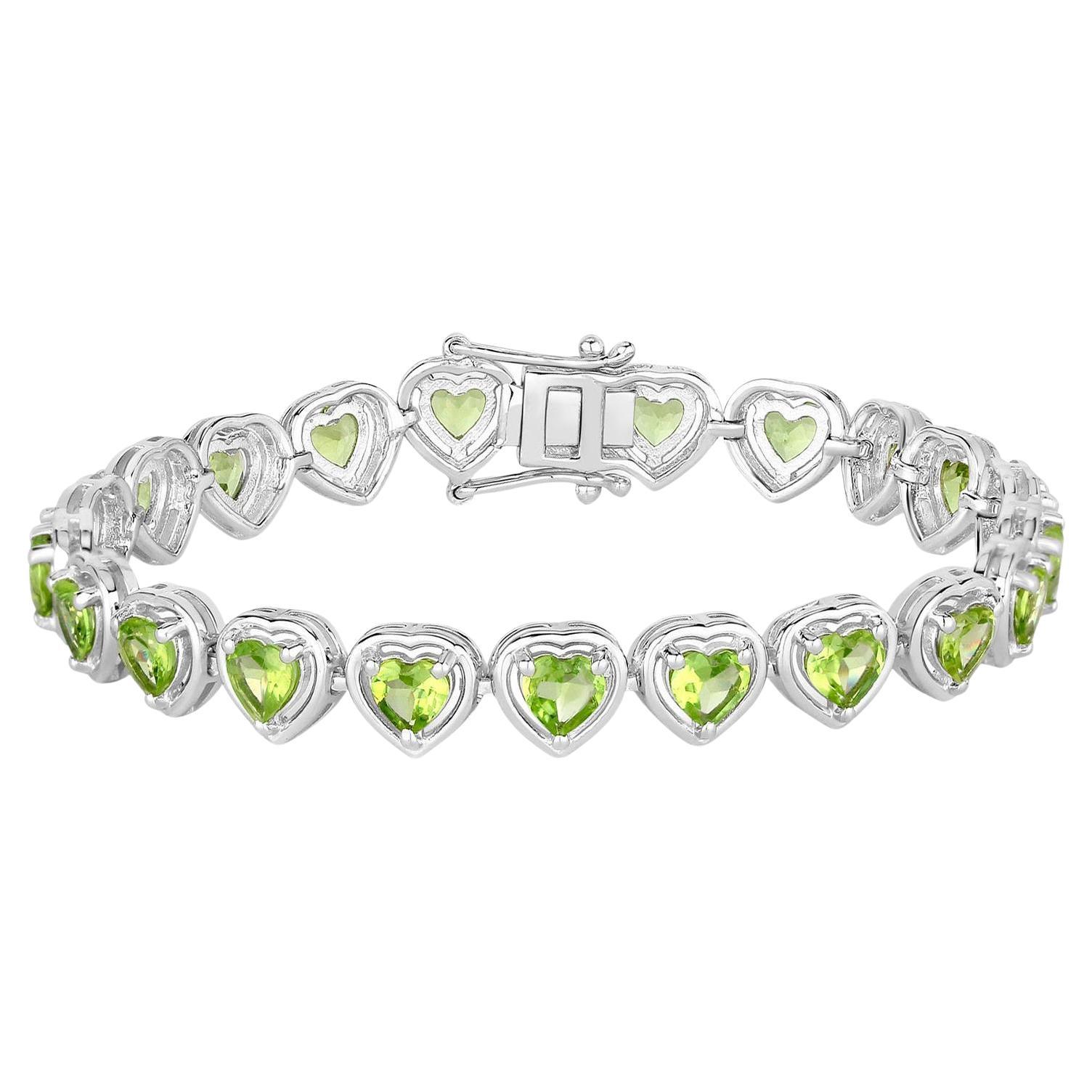 Peridot Tennis Bracelet 9.2 Carats Sterling Silver