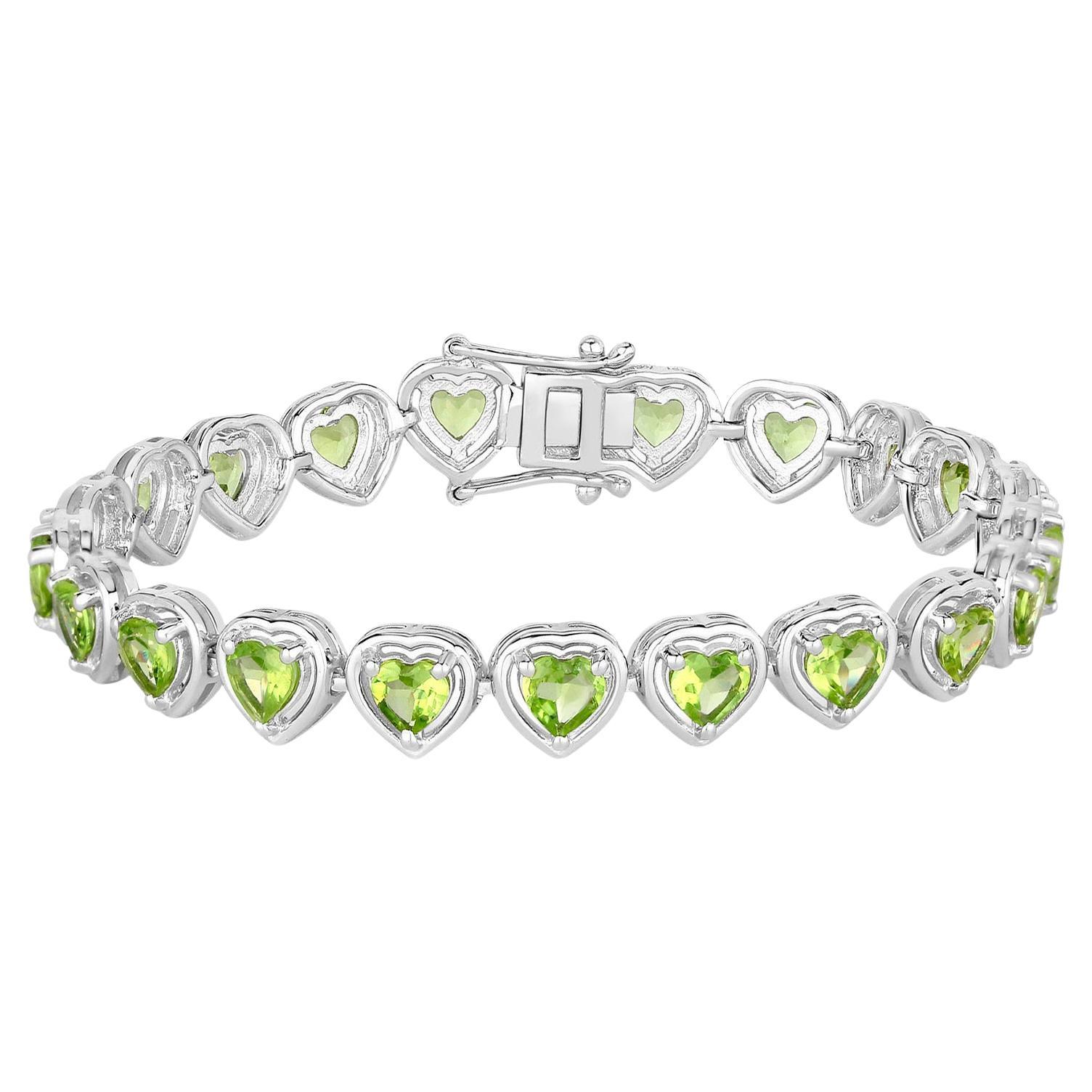 Bracelet tennis en argent sterling avec péridot 9.2 carats