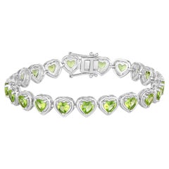 Peridot Tennis Bracelet 9.2 Carats Sterling Silver