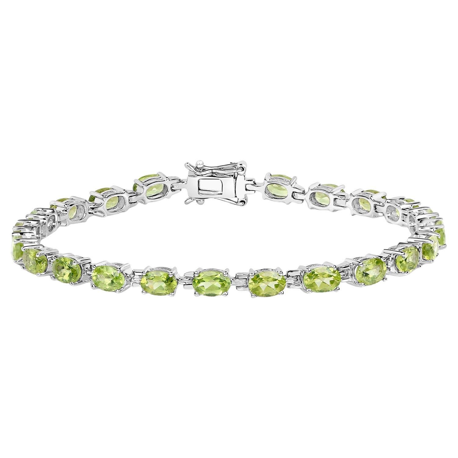 Peridot Tennis Bracelet 9.45 Carats Sterling Silver