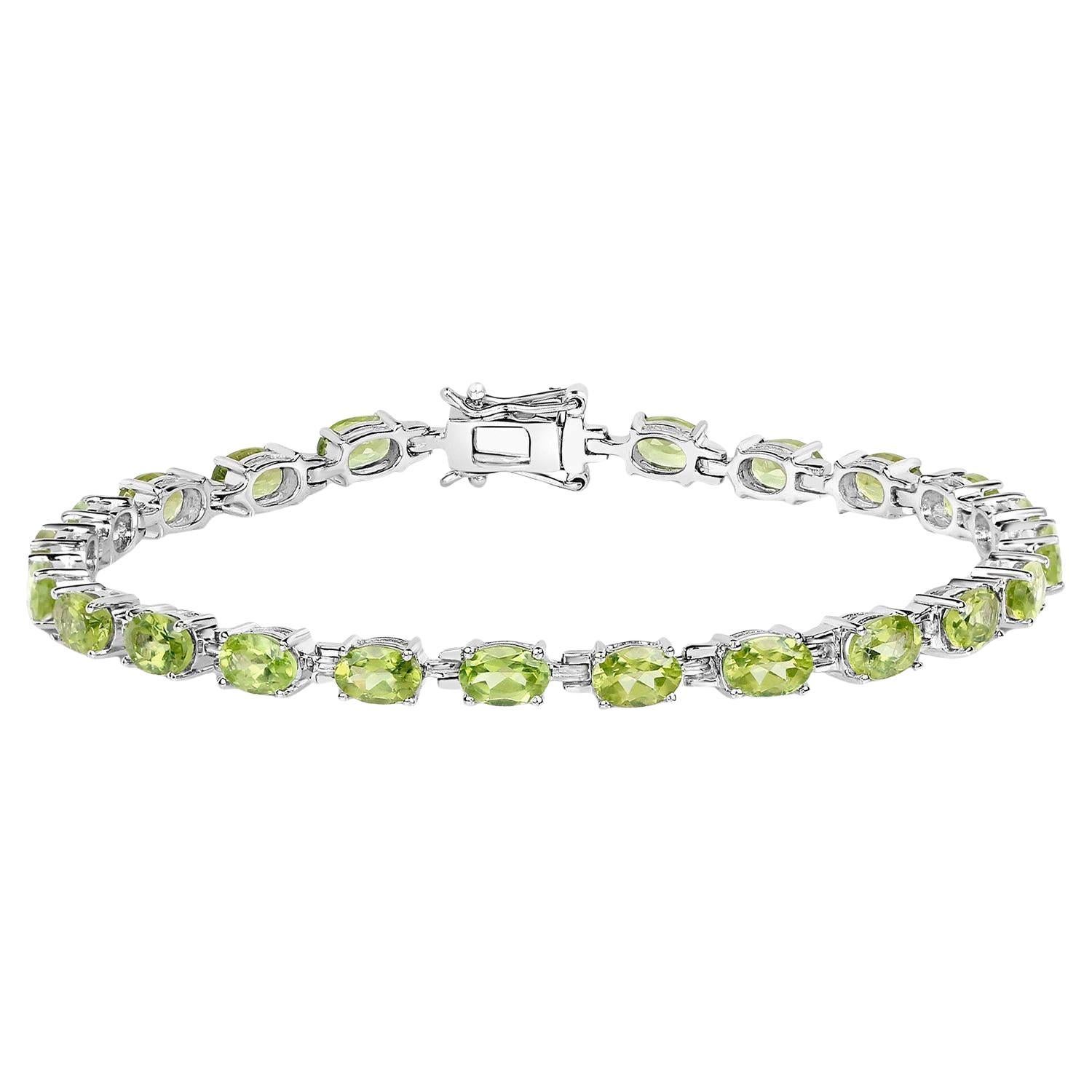Peridot-Tennisarmband 9.45 Karat Sterlingsilber