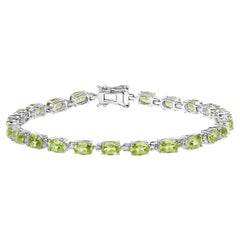 Peridot-Tennisarmband 9.45 Karat Sterlingsilber