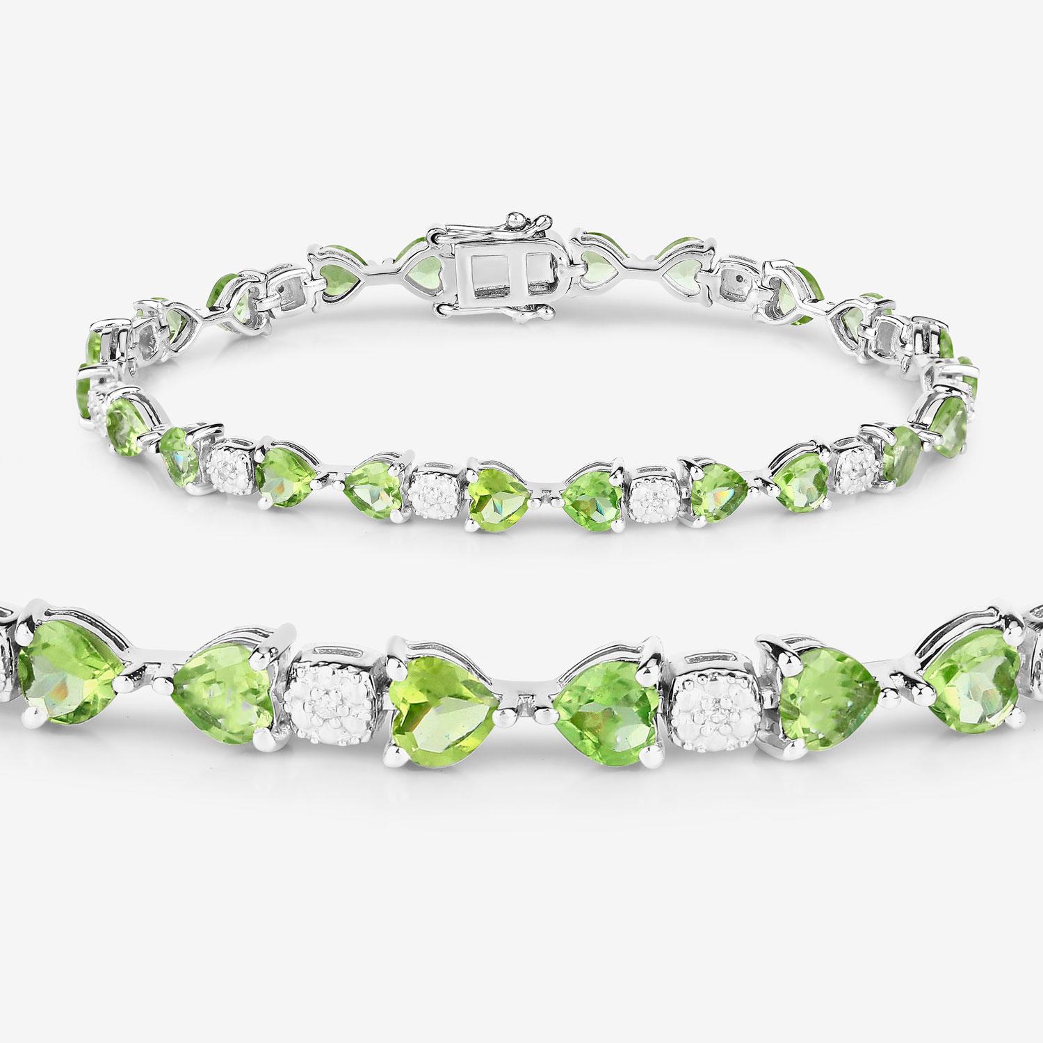Contemporain Bracelet de tennis en péridot Diamants 9,75 carats Argent Sterling en vente