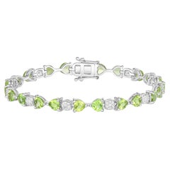 Bracelet de tennis en péridot Diamants 9,75 carats Argent Sterling