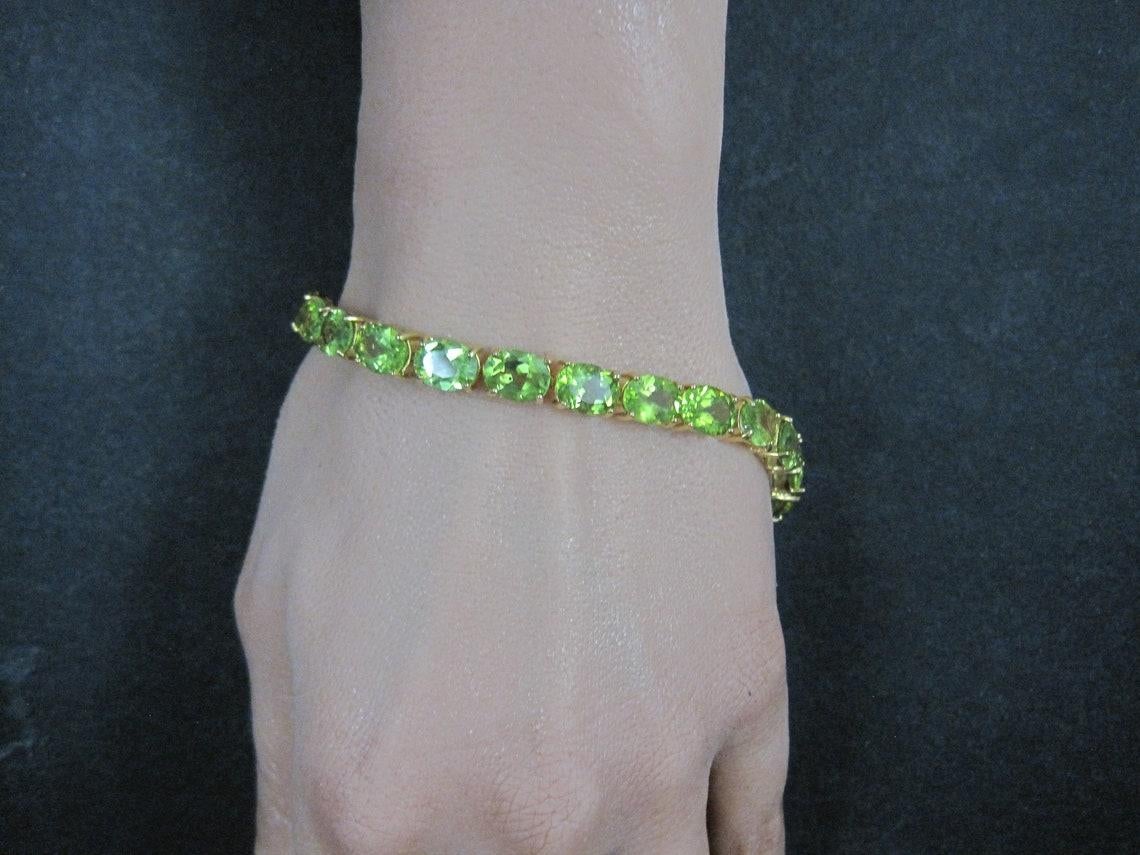 Pulsera de tenis de peridoto Estate Vermeil de plata de ley 7,5 en venta 4