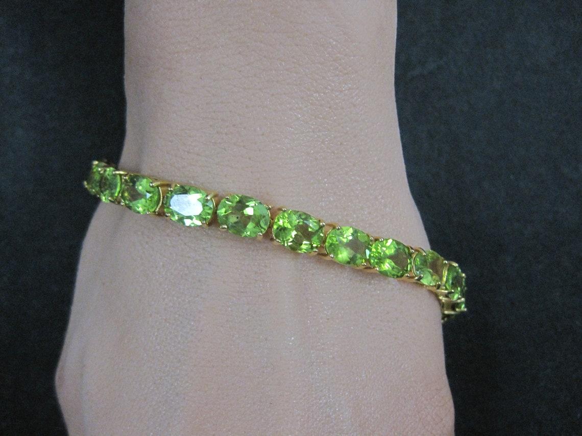 Pulsera de tenis de peridoto Estate Vermeil de plata de ley 7,5 en venta 5