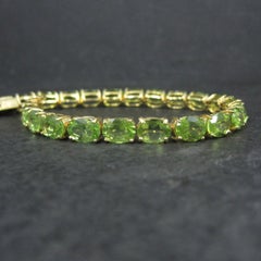 Peridot Tennis Bracelet Estate Vermeil Sterling Silver 7.5"