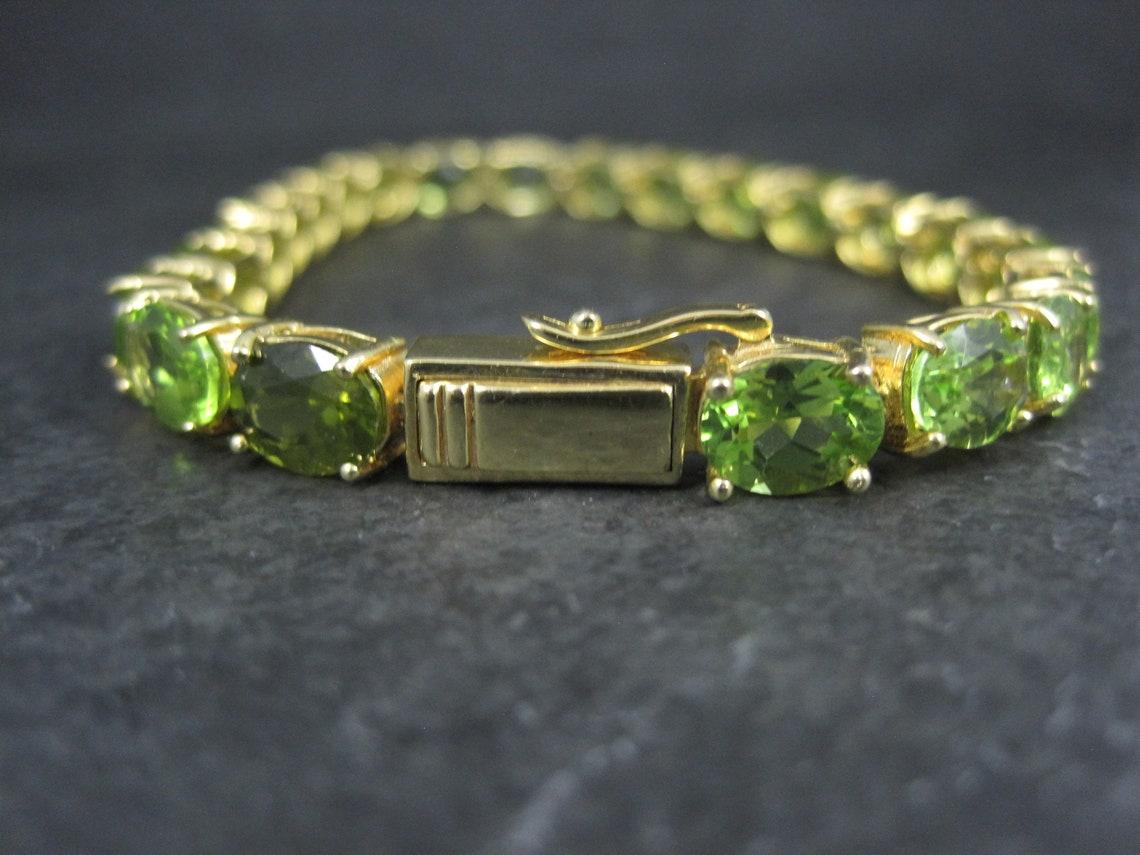 Pulsera de tenis de peridoto Estate Vermeil de plata de ley 7,5 Moderno en venta