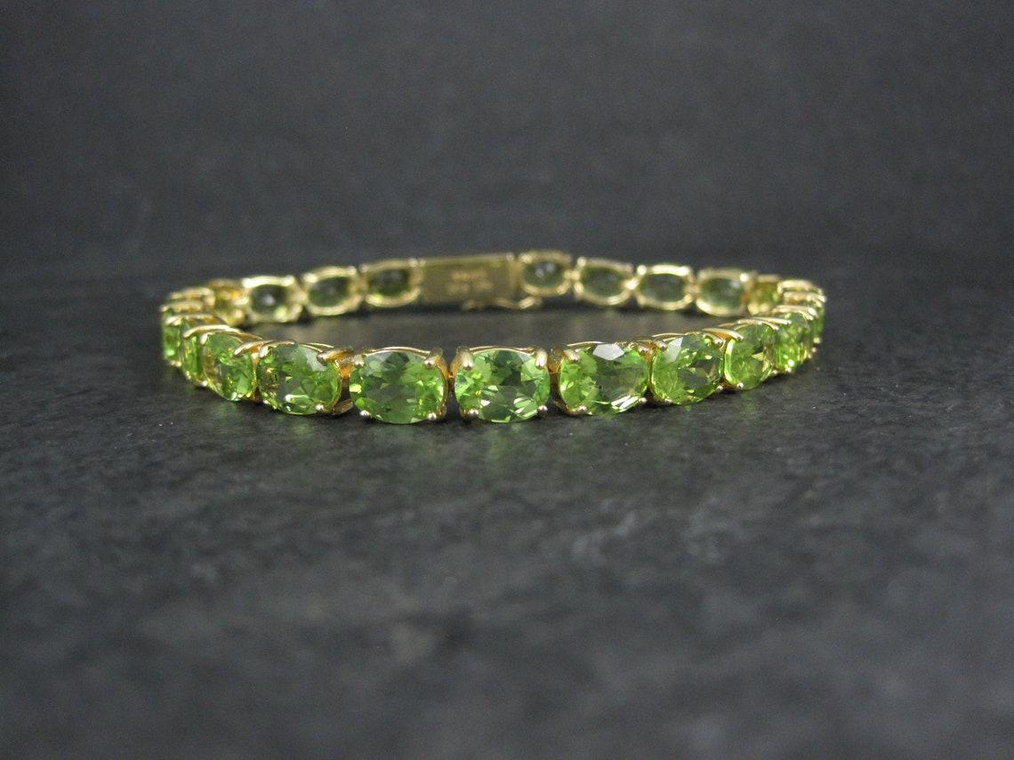 Pulsera de tenis de peridoto Estate Vermeil de plata de ley 7,5 Corte oval en venta