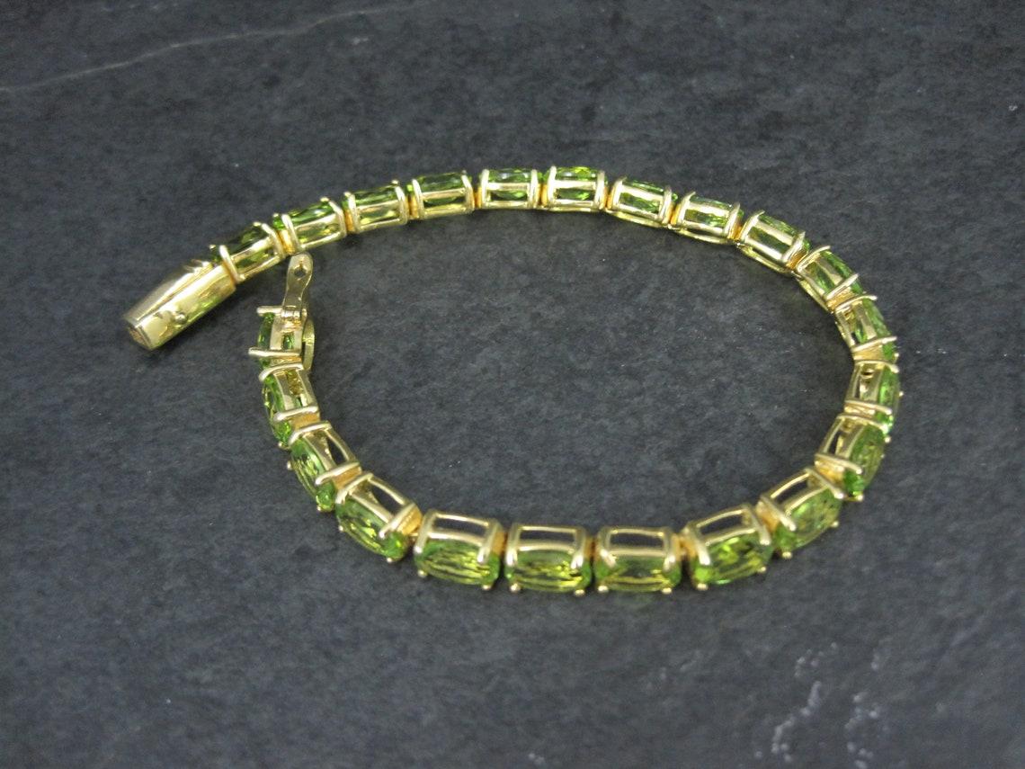 Pulsera de tenis de peridoto Estate Vermeil de plata de ley 7,5 en Excelente estado para la venta en Webster, SD