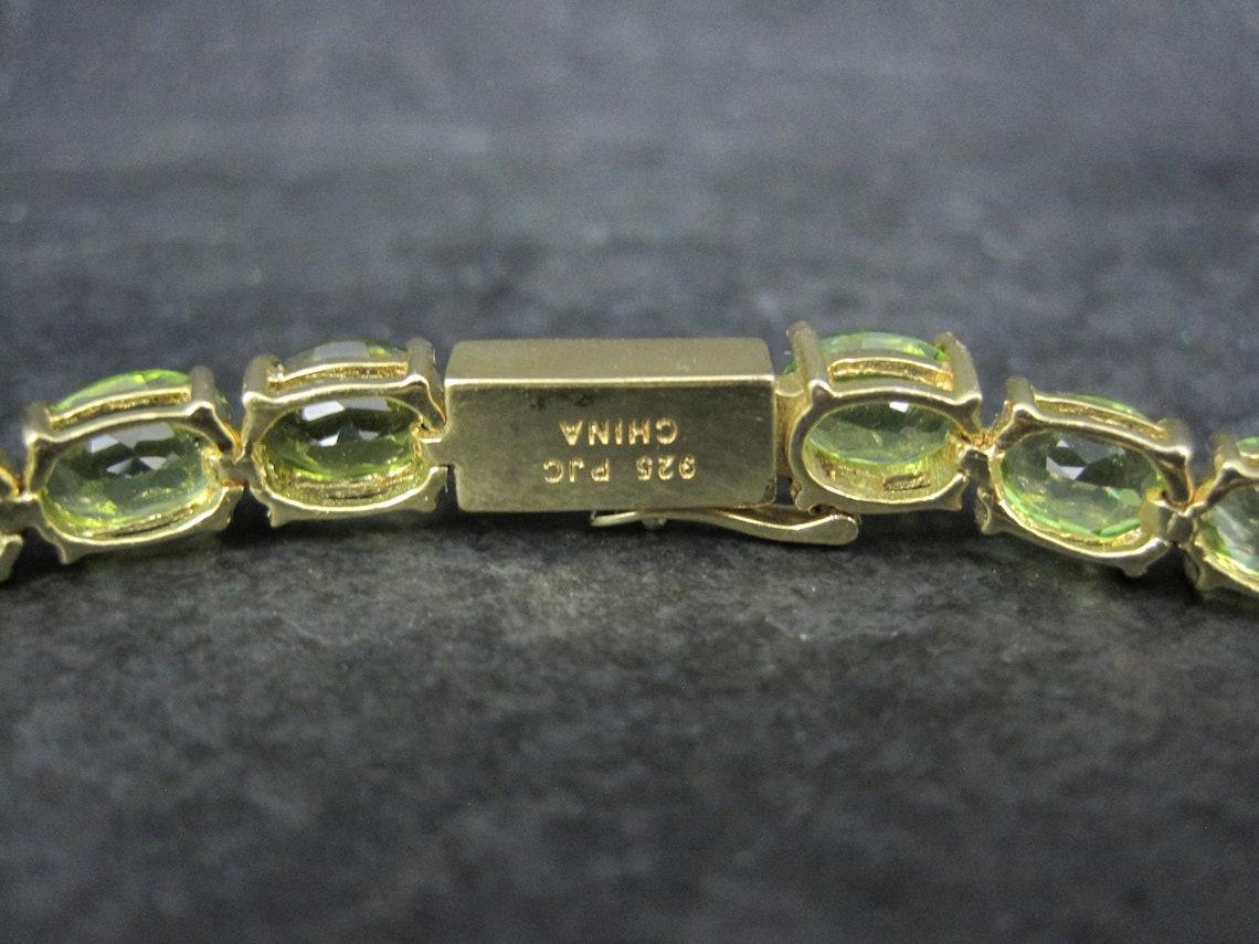 Pulsera de tenis de peridoto Estate Vermeil de plata de ley 7,5 en venta 1