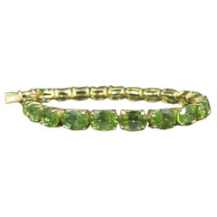 Peridot Tennis Bracelet Estate Vermeil Sterling Silver 7.5"