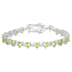 Bracciale Tennis Peridoto Diamanti Bianchi 10,2 Carati A. Silver