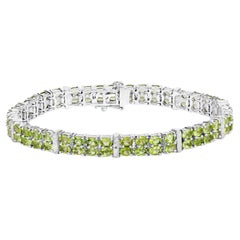Bracciale Tennis Peridoto Topazio Bianco 12,9 Carati A. Silver