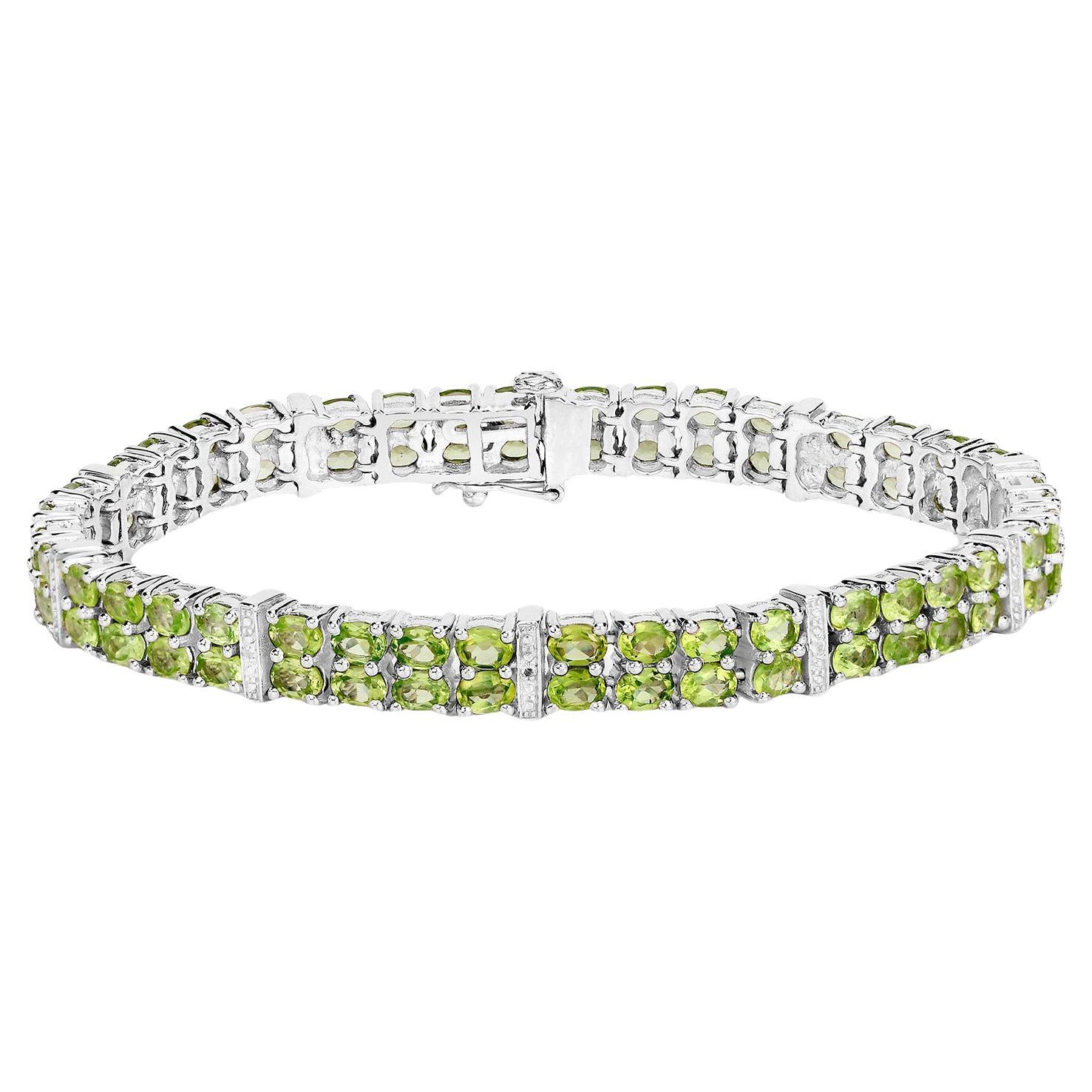 Pulsera de Tenis Peridoto Topacio Blanco 12,9 Quilates Plata
