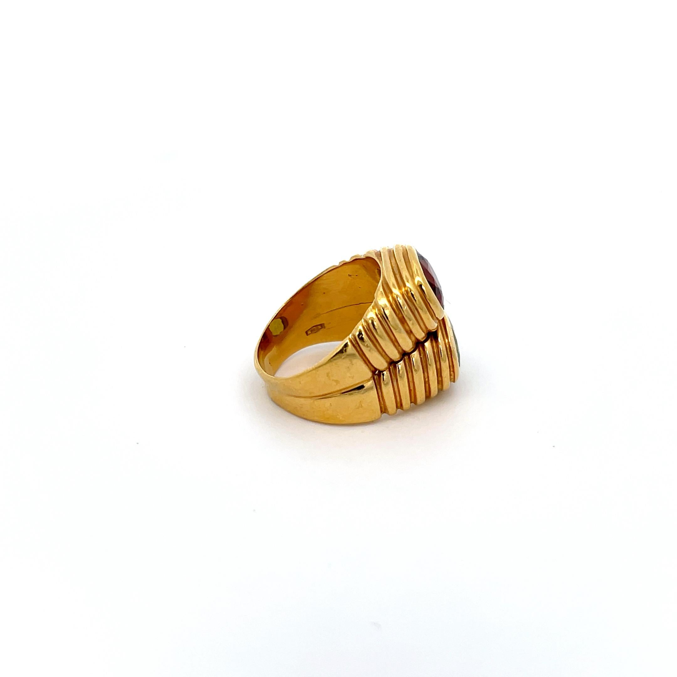Peridot & Turmalin Ring 18K Gelbgold (Zeitgenössisch) im Angebot