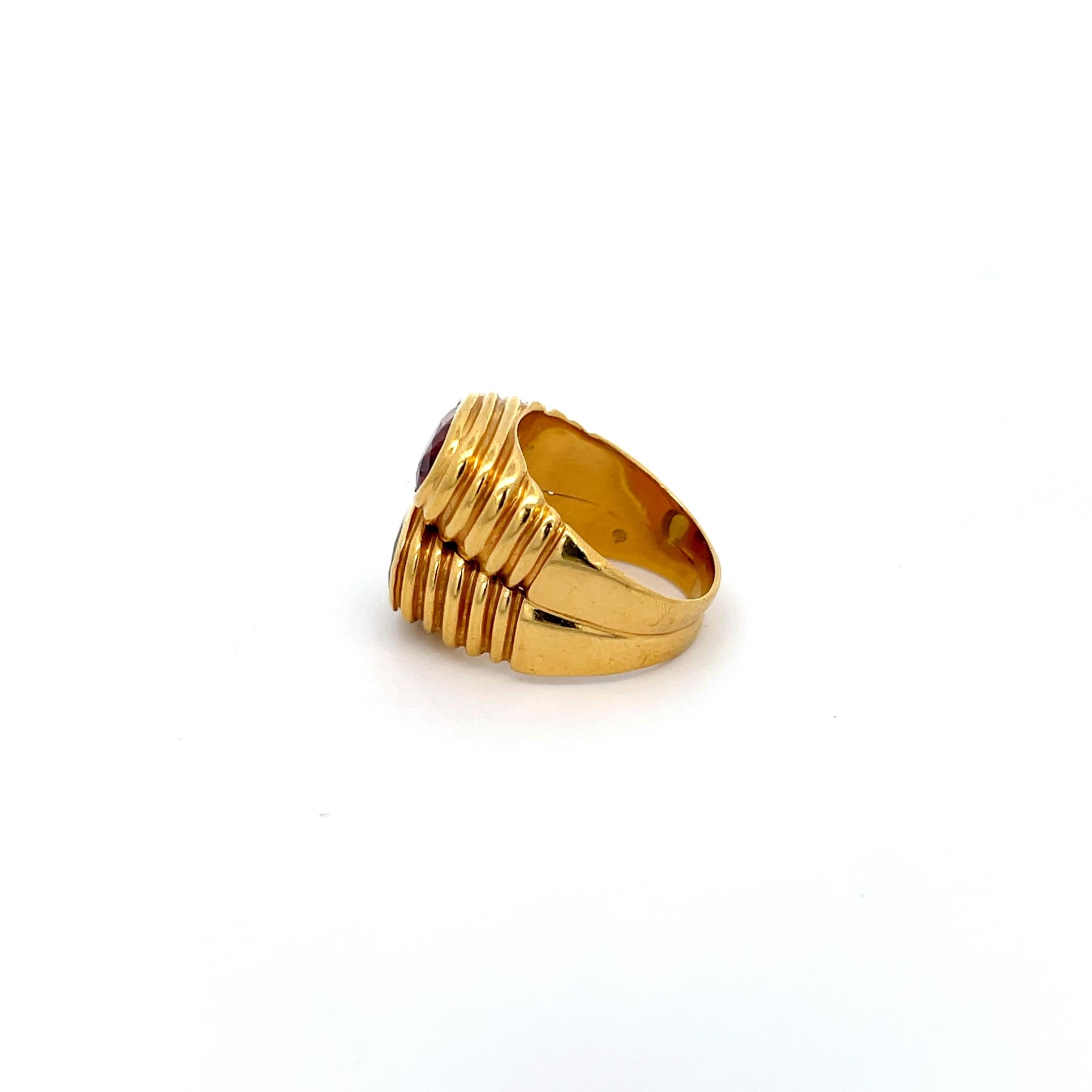 Peridot & Turmalin Ring 18K Gelbgold (Ovalschliff) im Angebot