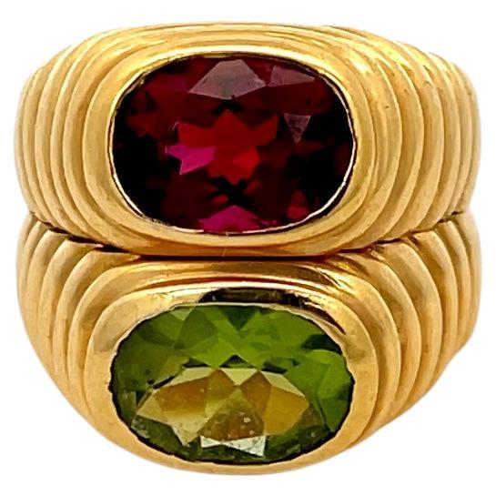 Anillo Peridoto y Turmalina Oro Amarillo 18K