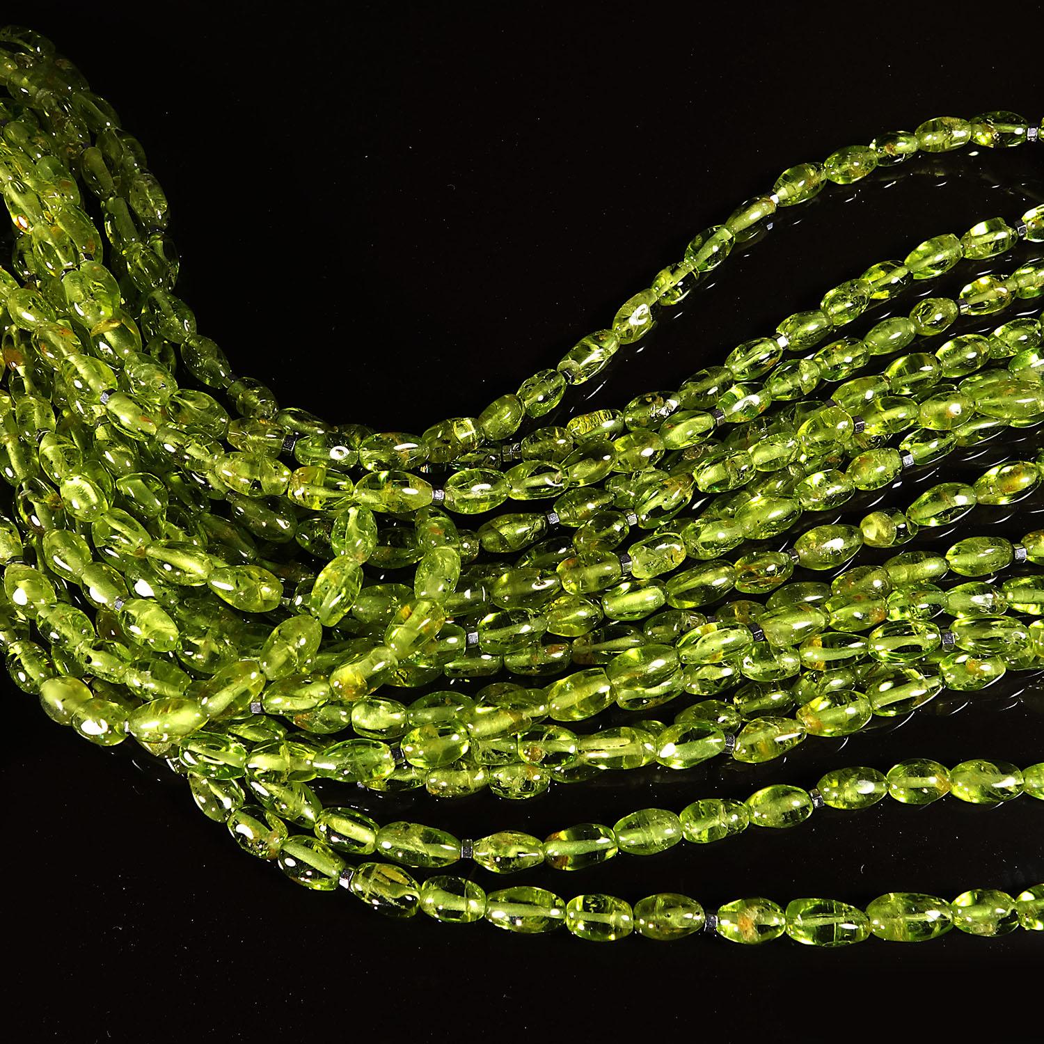 Peridot Toursade Necklace of 15 Strands 8