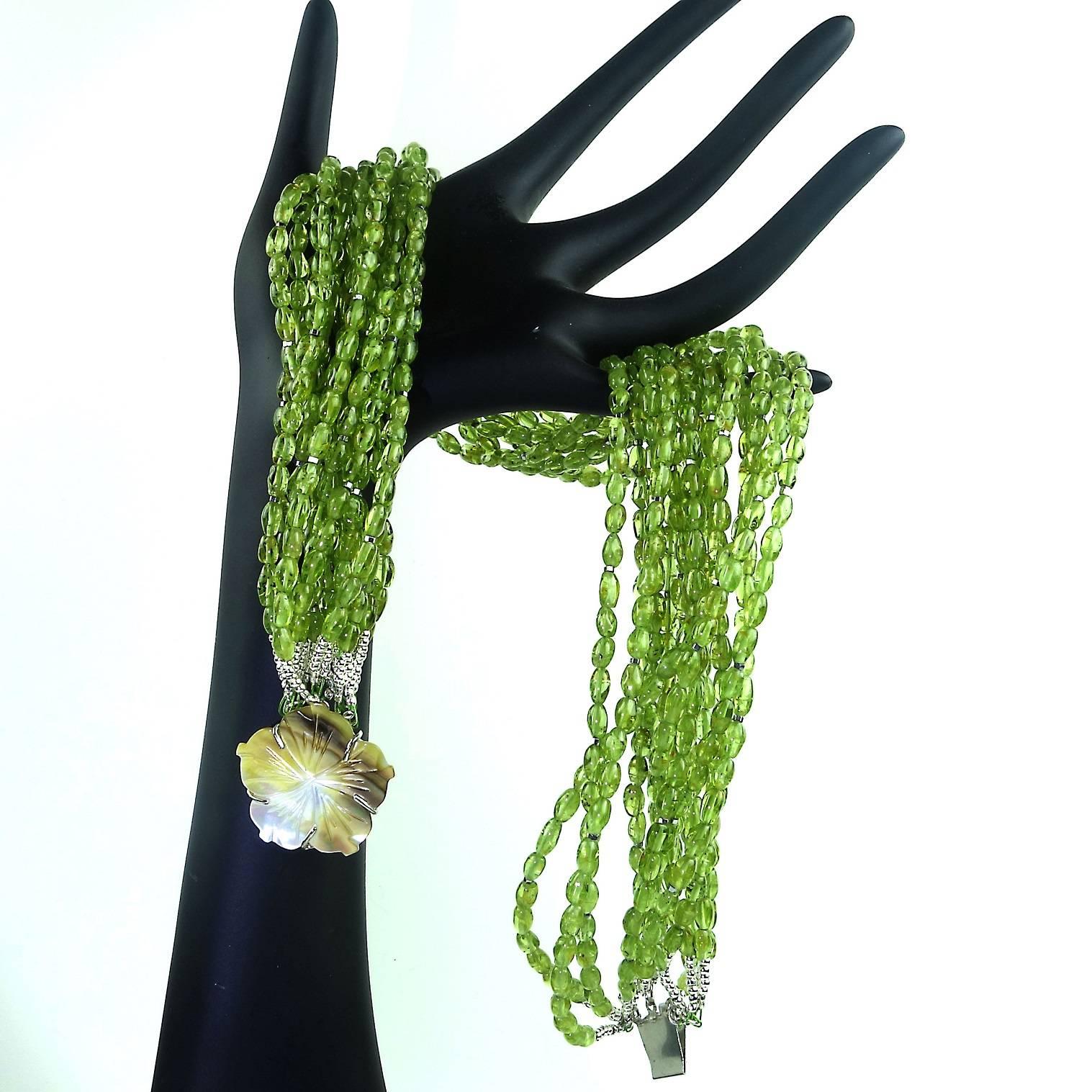 Peridot Toursade Necklace of 15 Strands 2