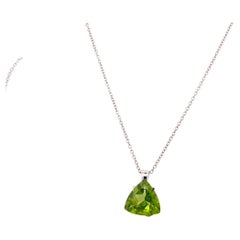 Collar colgante con gema trillón de peridoto Oro blanco de 18 quilates