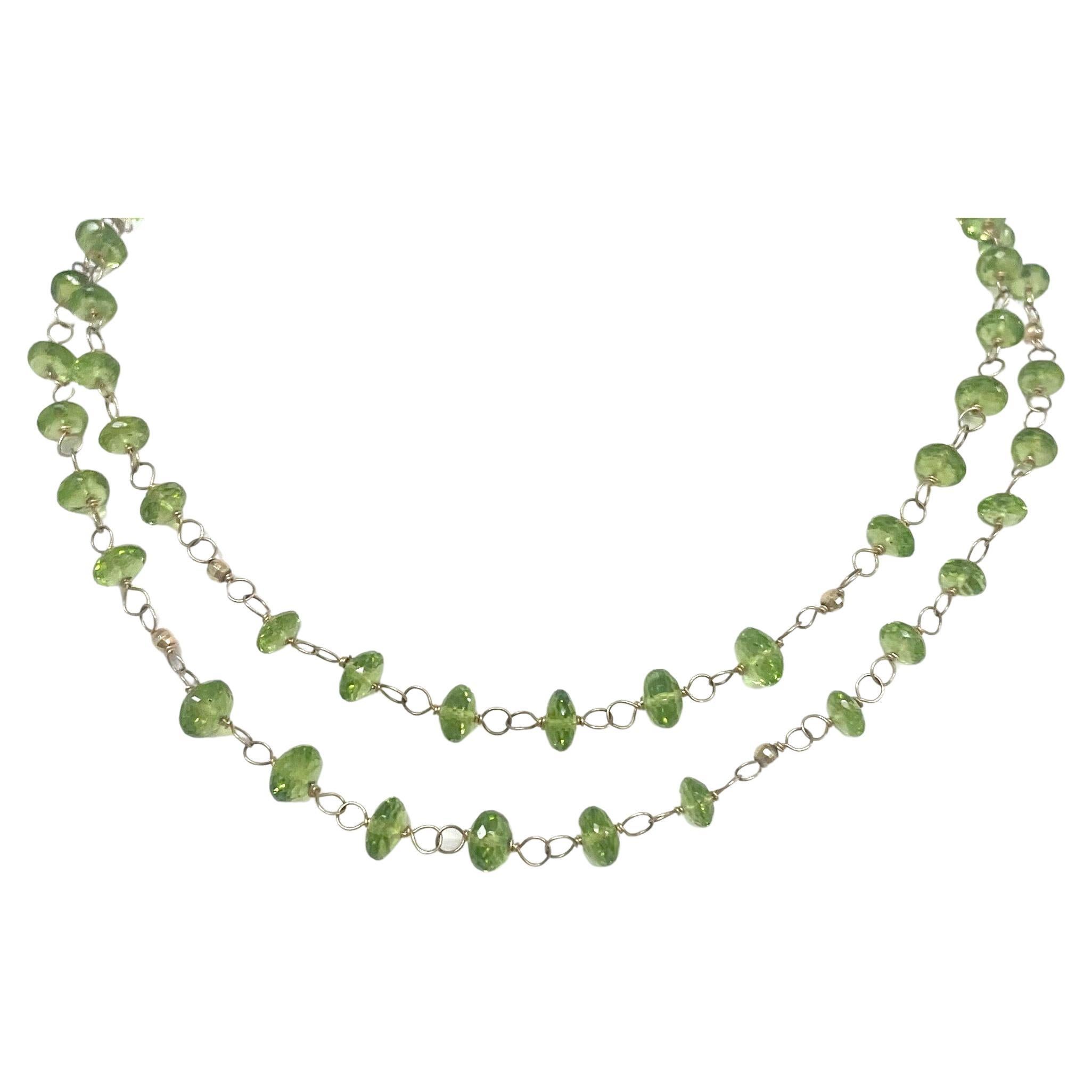 Peridot with 14 Carat Gold Wire-Wrapped Paradizia Necklace For Sale 9