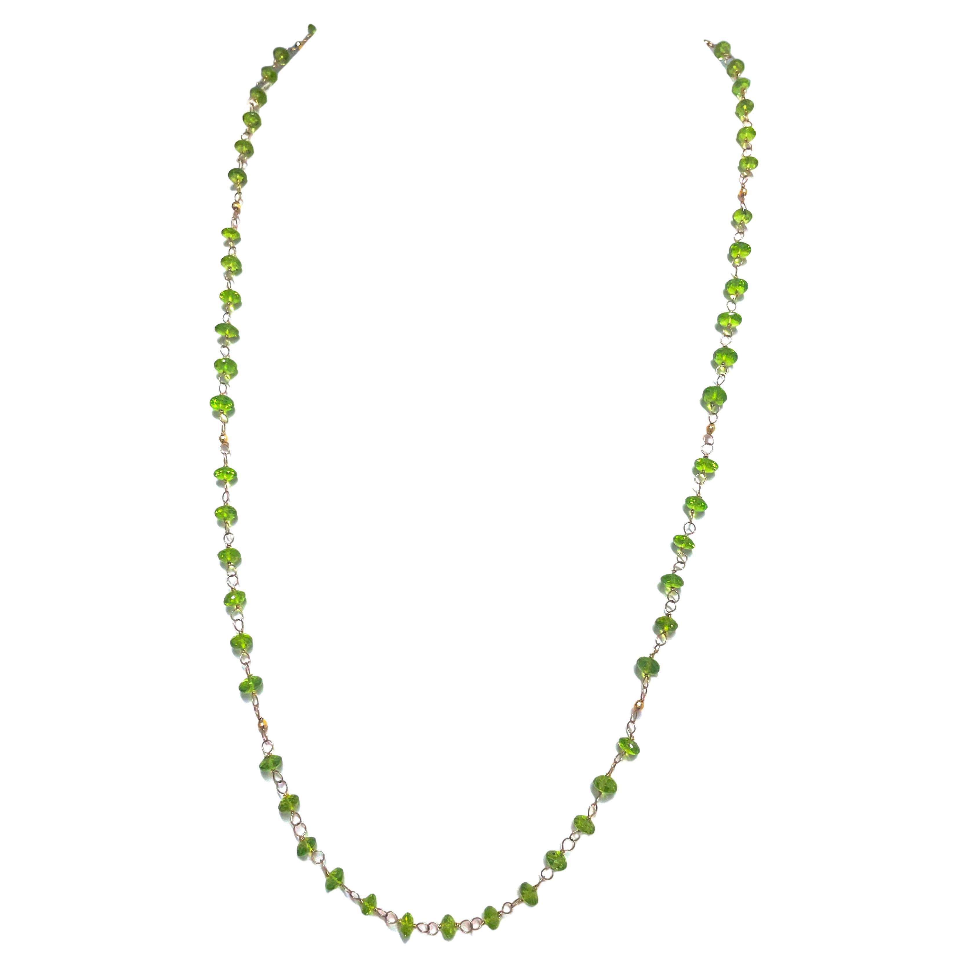 Description
This exquisite and vibrant necklace with its high luster AAA quality Peridot, is delicately hand wire-wrapped creating a graceful and feminine charm to your style. Precious, tiny 14k gold balls are sprinkled throughout to add beauty and