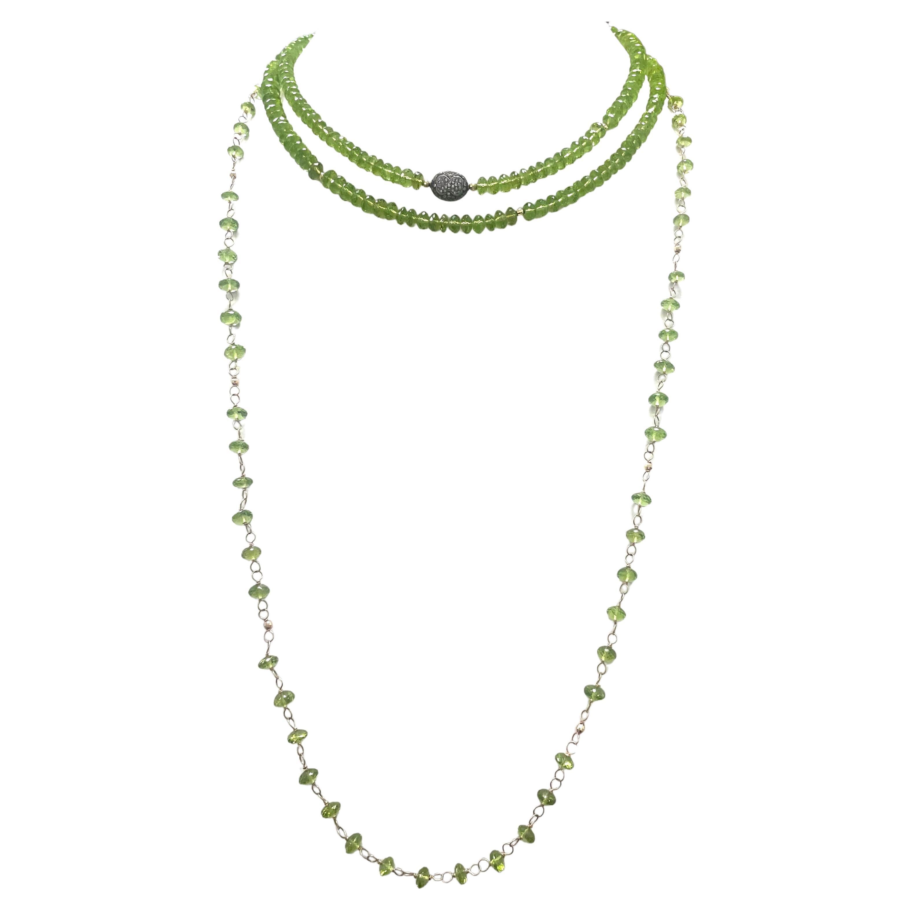 Peridot with 14 Carat Gold Wire-Wrapped Paradizia Necklace For Sale 1